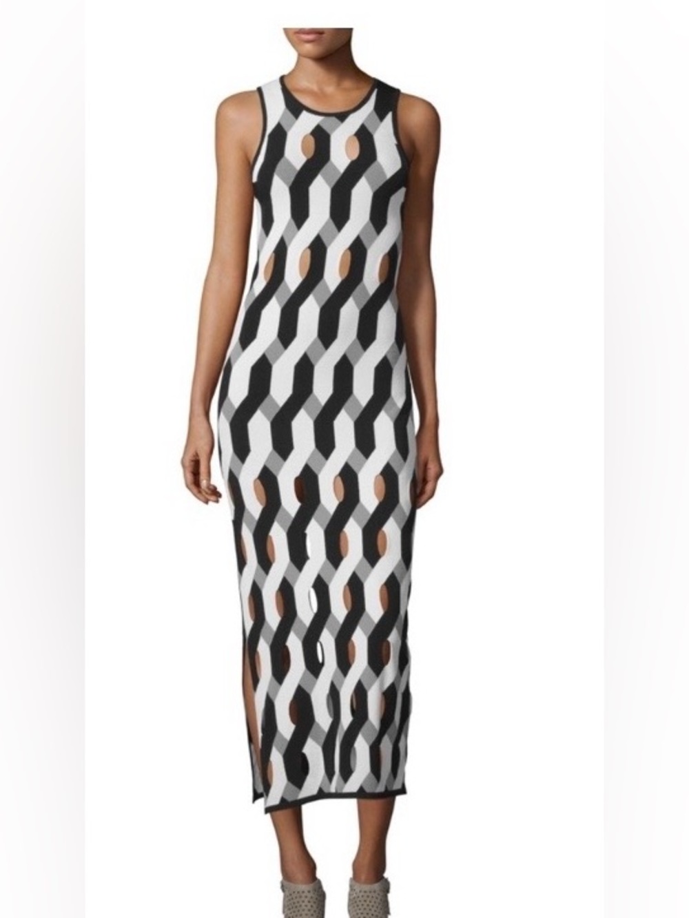 Rag & Bone Olympic Geometric Cutout Maxi Dress in Black & White - S